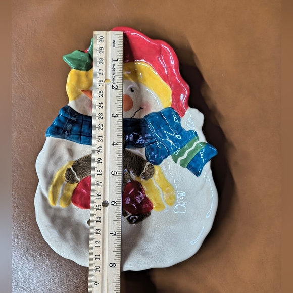 Ceramic Snowman Christmas Holiday Candy Dish Spoon Rest Cheese Ball Dish - Picture 4 of 11